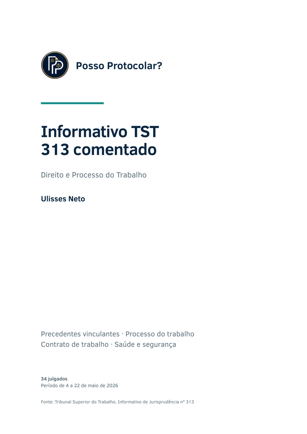 Capa do Informativo TST 313 comentado