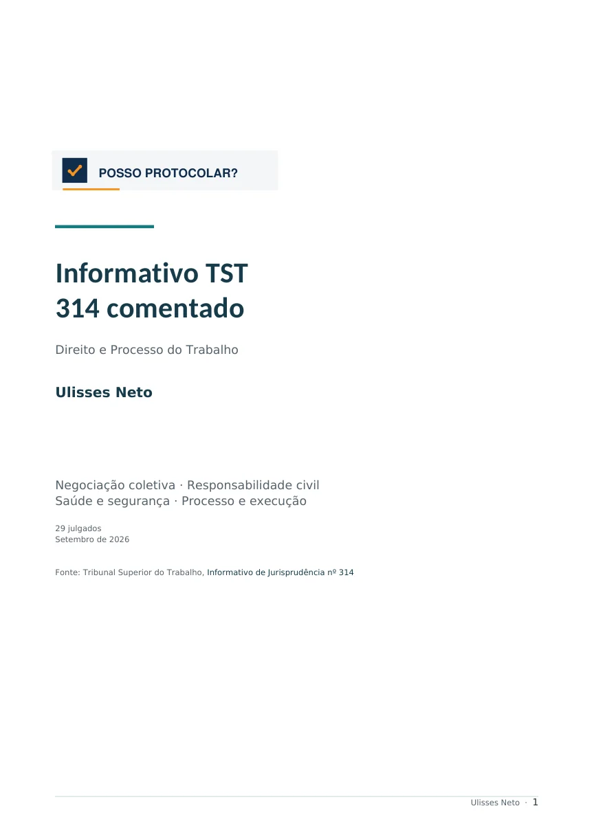 Capa do Informativo TST 314 comentado